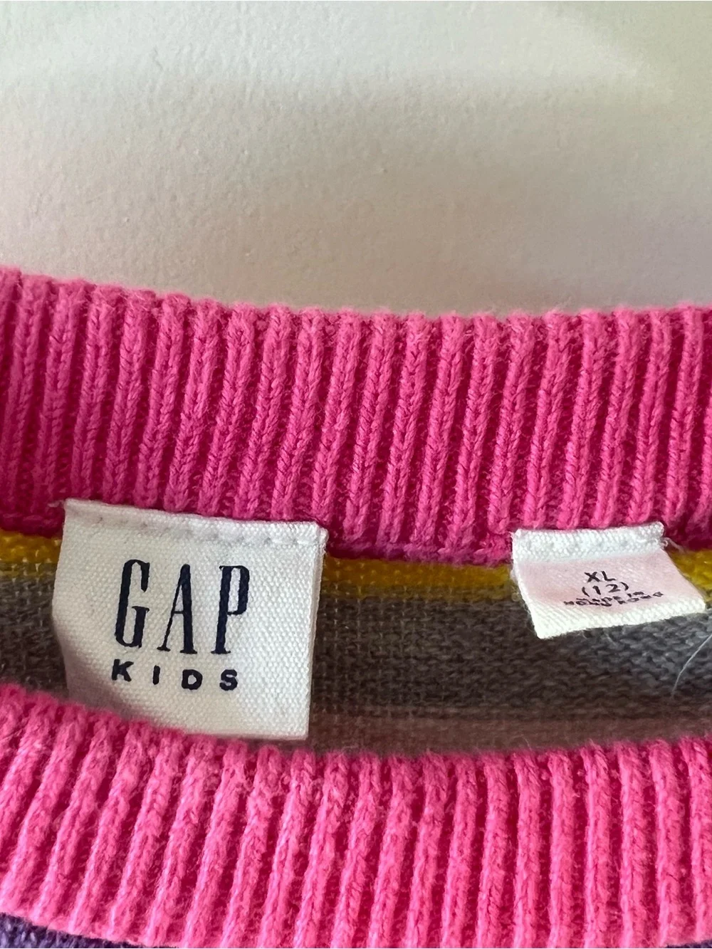 Gap Sweater Dress Girls XL 12 Rainbow Crazy Stripe Knit Crewneck Long Sleeve